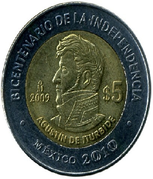 Agustin De Iturbide Moneda De 5 Pesos Bicentenario De La Independencia De M