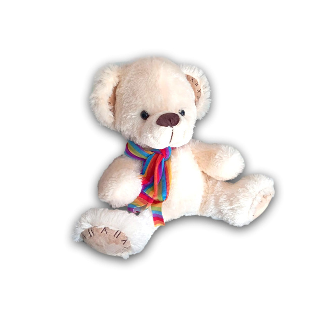 Imagen de Oso de peluche con bufanda arcoiris de 45 cm numero 0