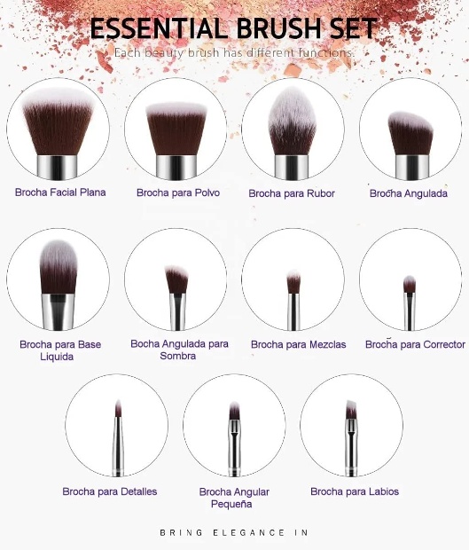 Imagen de Set de brochas de maquillaje estilo bambu diversas medidas numero 1