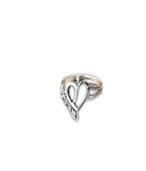 Imagen de Anillo de plata solida con corazon y circonias incutrstadas num 6 numero 2