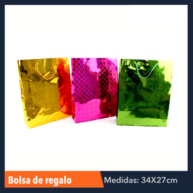 Imagen de Bolsa de regalo metalizada 34 x 27 cms precio unitario numero 1