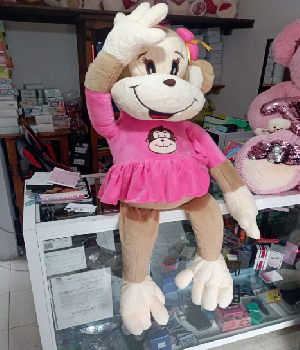 Imagen de Changa de peluche grande de vestido rosa de 120 cm
