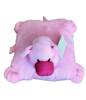 Imagen de Cojin puerco de peluche convertible 40 cms