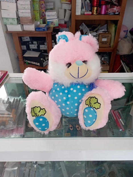 Imagen de Coneja de peluche rosa con azul 35 cms numero 1