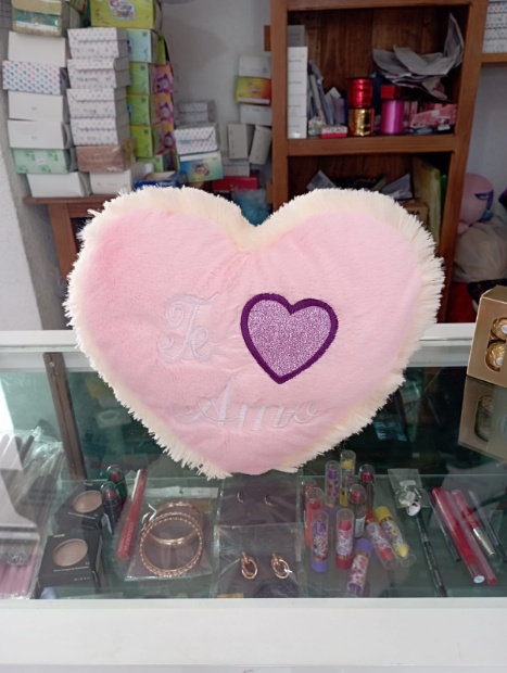 Imagen de Corazon de peluche de color rosa 30 cms Te amo numero 1