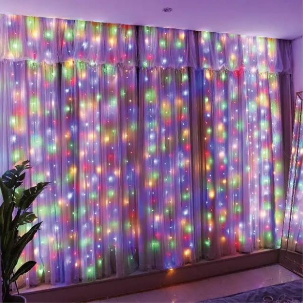 Imagen de Cortina de luces led 3x3 colores multiples USB con control numero 2