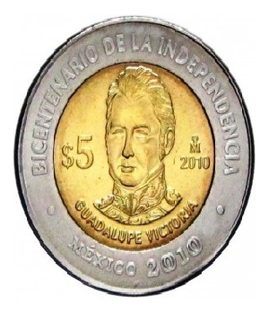 Imagen de Guadalupe Victoria Moneda de 5 pesos Bicentenario de la Independencia de Me