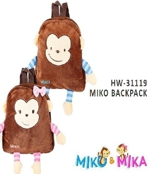 Imagen de Mochila de peluche changuitos mika y miko unitario