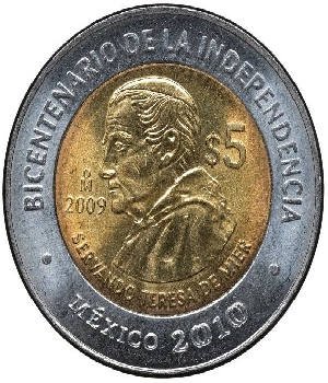 Imagen de Moneda Servando Teresa De Mier 5 pesos bicentenario de la Independencia Mex