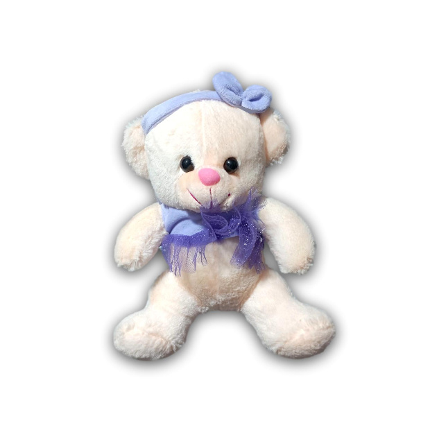 Imagen de Osa de peluche con vestido morado de 25 cm numero 1