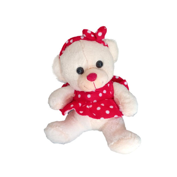 Imagen de Osa de peluche con vestido rojo de 25 cm