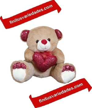 Imagen de Osito de peluche café para el 14 de febrero con corazon de 30 c