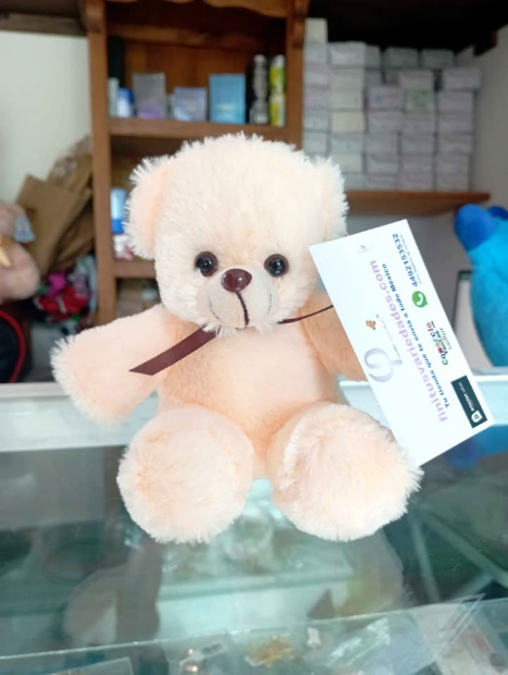 Imagen de Osito de peluche para centro de mesa color hueso 15 cm  numero 1