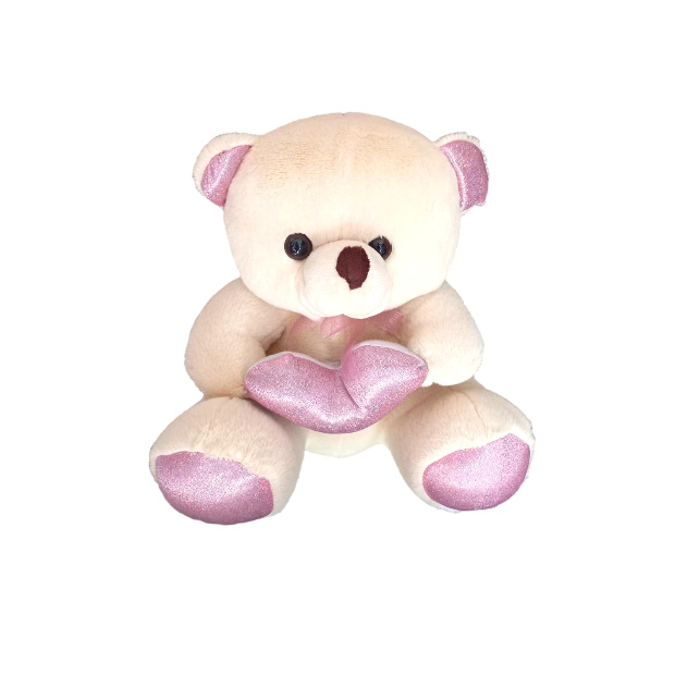 Imagen de Oso de peluche claro con corazón de 30 cm numero 2