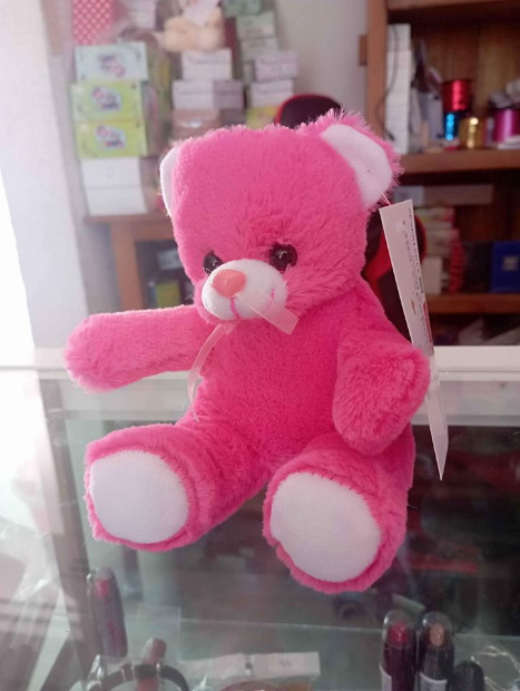 Imagen de Oso de peluche color rosa con blanco de 15 cms para centros de mesa numero 2