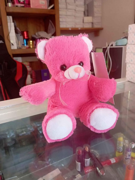 Imagen de Oso de peluche color rosa con blanco de 15 cms para centros de mesa numero 3