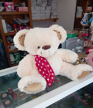 Imagen de Oso de peluche con bufanda de 40 cms sentado doble gordura