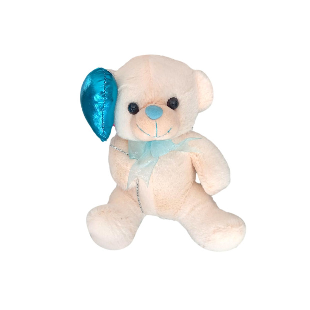 Imagen de Oso de peluche con globo azul de 25 cm