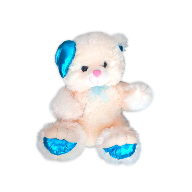 Imagen de Oso de peluche con globo azul y nariz rosa de 40 cm numero 2