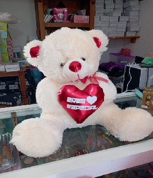 Imagen de Oso de peluche de 40 cms sentado con corazon eres epecial numero 0