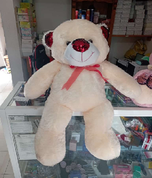 Imagen de Oso de peluche gigante beige nariz lentejuelas 90 cm