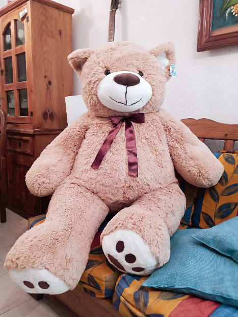 Imagen de Oso de peluche gigante miel liston café