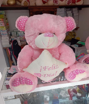 Imagen de Oso de peluche gigante rosa 75 cm sentado gordo 