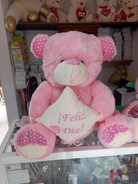 Imagen de Oso de peluche gigante rosa 75 cm sentado gordo  numero 1