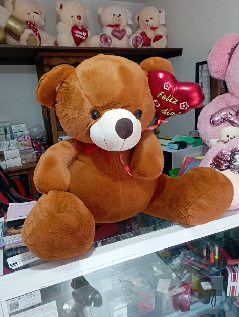 Imagen de Oso de peluche grande cafe tela suave 70 cm sentado numero 1