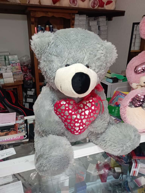 Imagen de Oso de peluche grande gris de 60 cm sentado numero 2