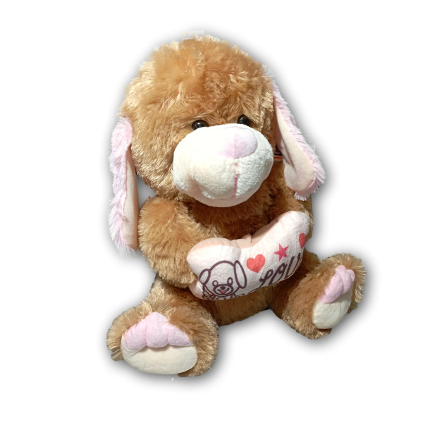 Imagen de Perrito de peluche agarrando hueso love de 45 cm sentado numero 1