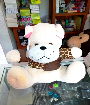 Imagen de Perro de peluche con playera bull dog  de 35 cm 