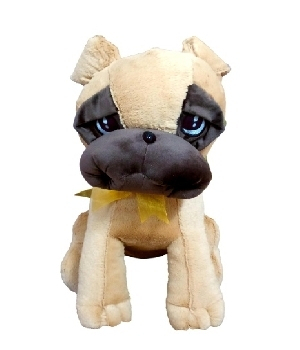 Imagen de Perro pug de peluche de 55 cms liston amarillo