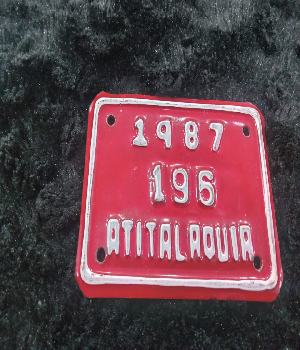 Imagen de Placa vieja de bici Atitilaquia Hidalgo 1987 roja