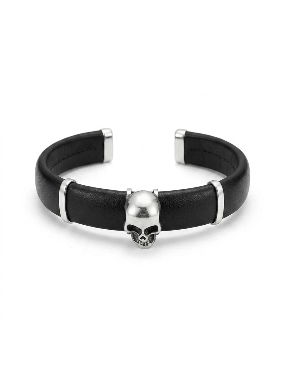 Imagen de Pulsera de Caucho Figura Calavera De Plata 925 numero 1