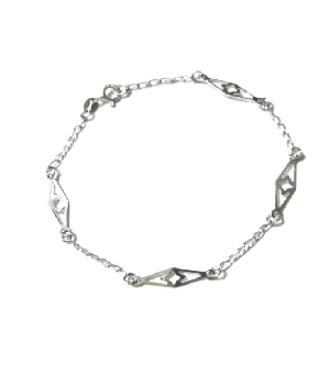 Imagen de Pulsera tobillera de plata figura entre cadena solida 925 de 6 cms numero 0