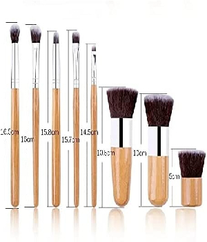 Imagen de Set de brochas de maquillaje estilo bambu diversas medidas numero 0