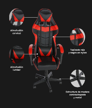 Imagen de Silla Gamer de color Rojo y negro Marca Halten 