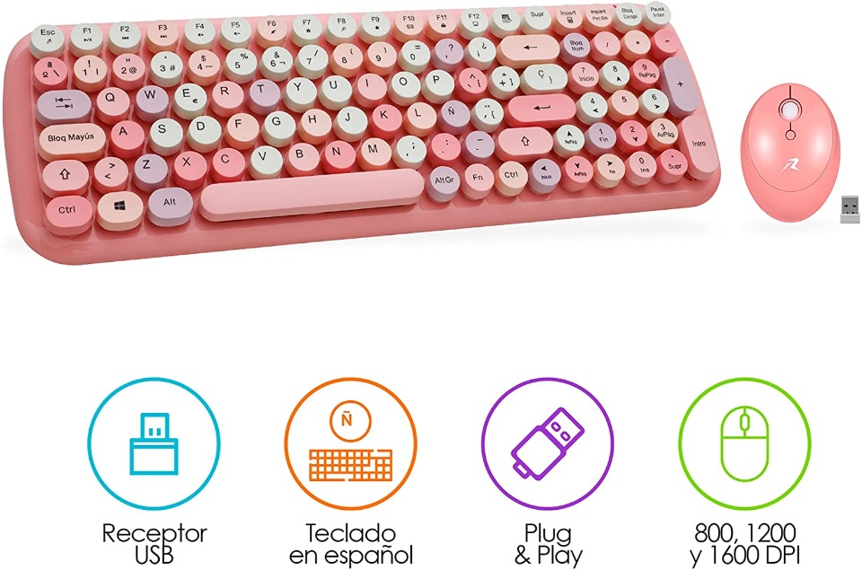 Imagen de Teclado mecanico Redlemon Rosa para girl gammer con mouse numero 1