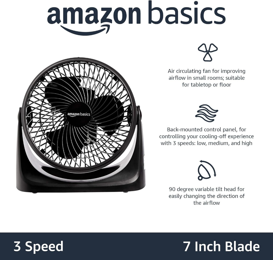 Imagen de Ventilador Compacto Amazon basics de 28 cm para escritorio numero 2