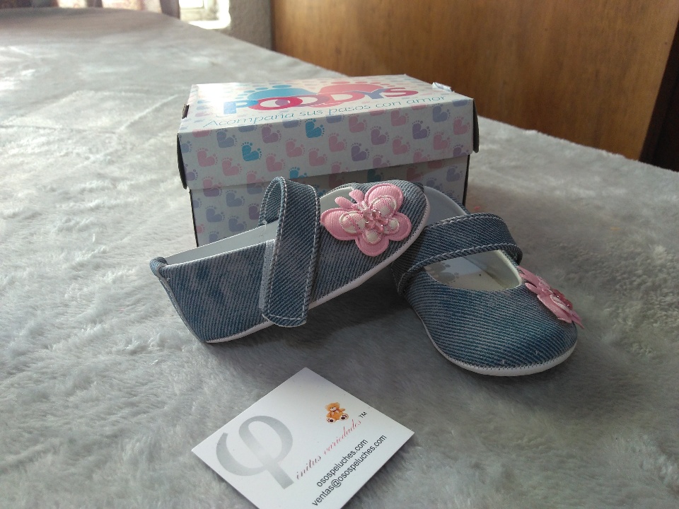 Imagen de Zapatos para bebe color azul jeans mezclilla con moño  mod902 numero 1