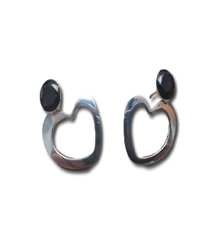 Imagen de aretes de plata 925 corazones grandes 4 cms